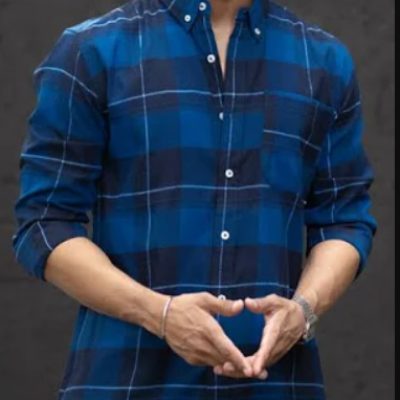 Blue Cotton checked shirts
